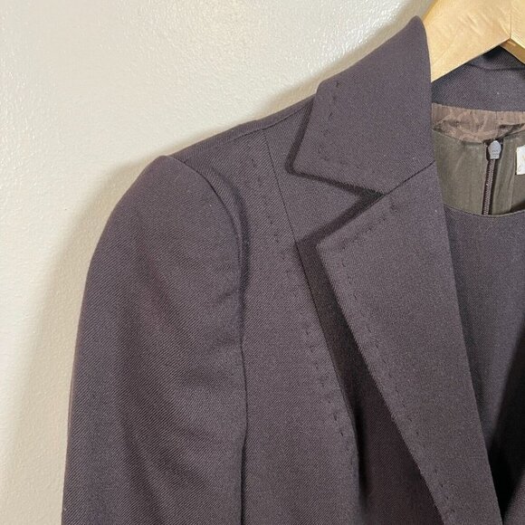 Vintage Valentino Dress Jacket Set Size 44 US 8 Brown Wool Career Business - Picture 4 of 16